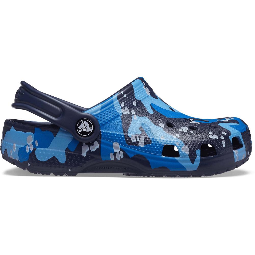 Navy / Multi Girls' Crocs Classic Camo Clogs | NZ 1507NWYB